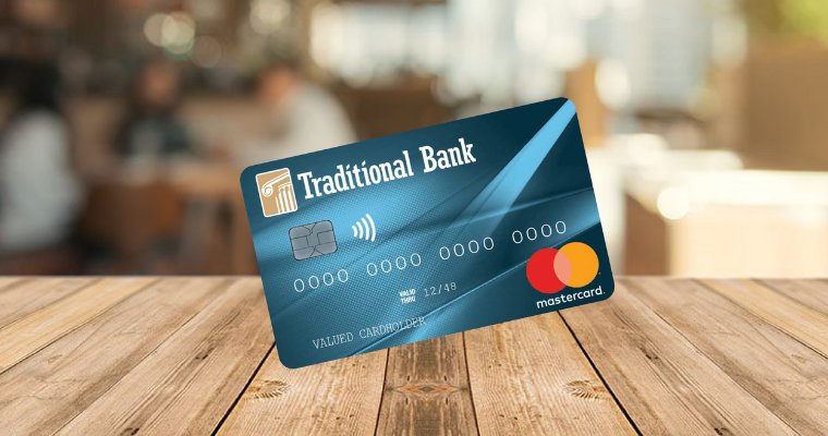 traditional bank's blue business credit card with words "business credit card" above card