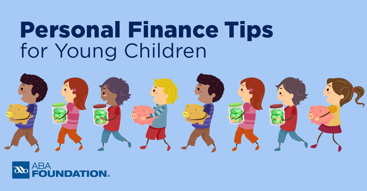 Personal Finance Tips for Young Children: Financial Literacy Month aba graphic