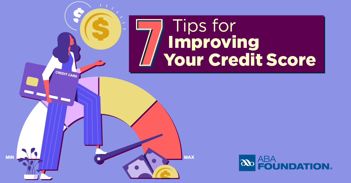 7 Tips for Improving Your Credit Score: Financial Literacy Month aba graphic