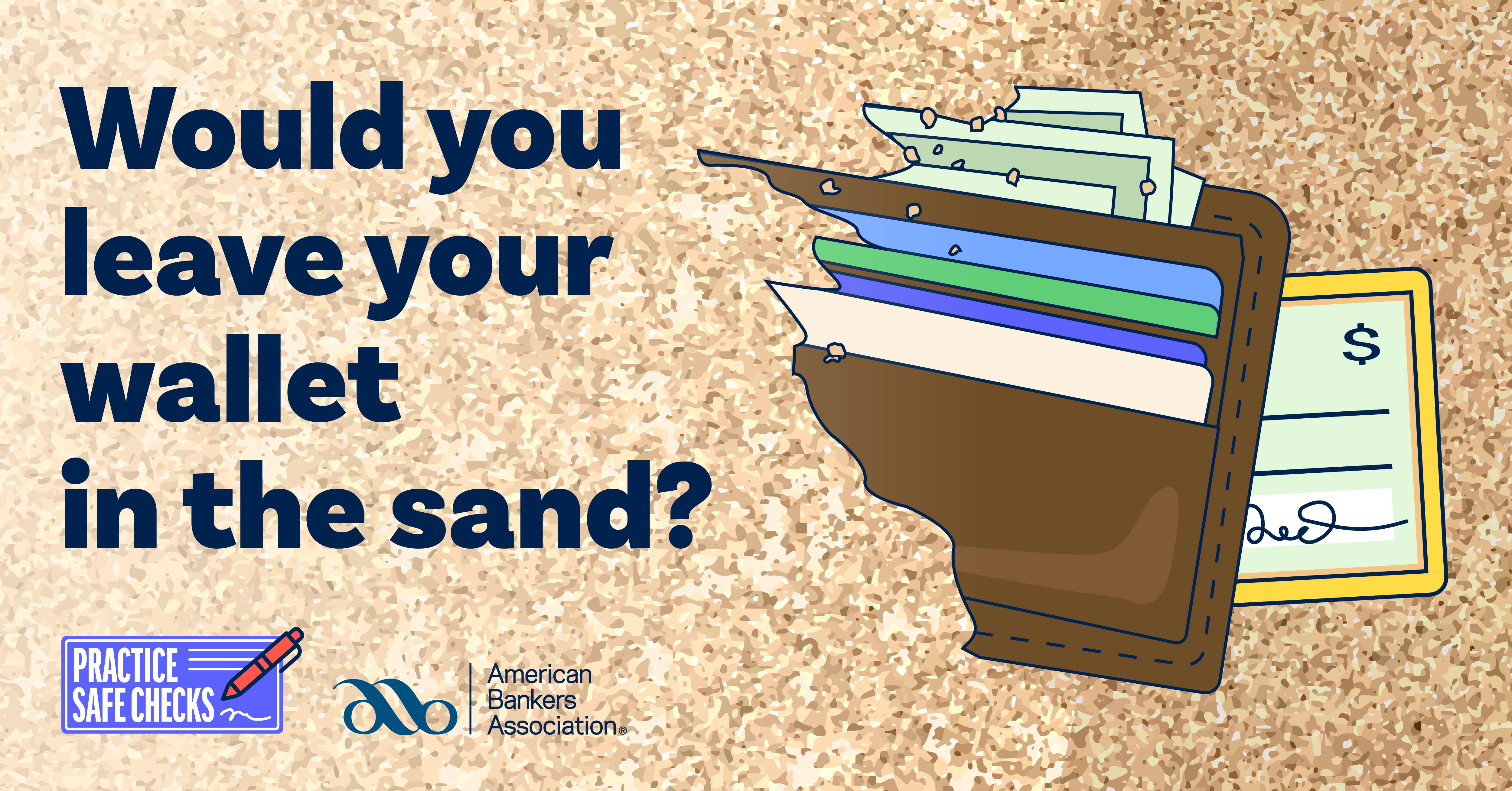 wallet sticking out of sand