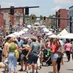 People at Beer Cheese Festival walking in downtown Winchester