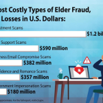 This infographic shows how much money Americans aged 60 and older lost to different types of fraud in 2023, based on incidents reported to the FBI's Internet Crime Complaint Center that year. Figures are approximate. For the full 2023 report, visit ic3.gov.